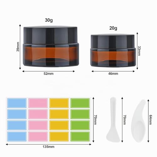 Collazoey Lot de 10 pots vides en verre ambré,20 ml/30 ml,Avec autocollants – vue 2