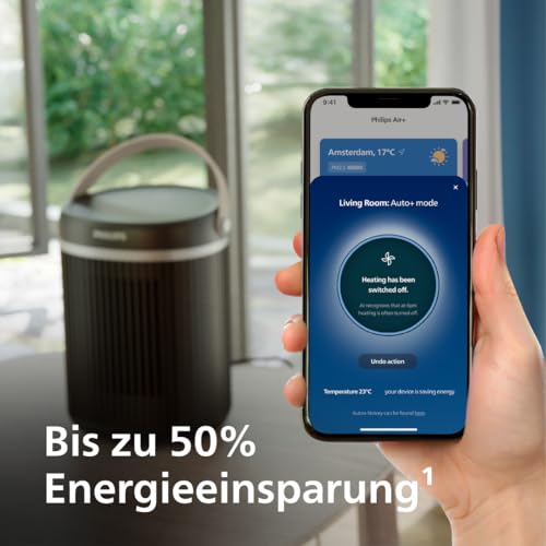 Philips 3000 Series Energy Efficient Connected Fan Heater 2000W, bis zu 50% Energieeinsparung mit Eco AI, leise 24 db(A), 5 Sicherheitsfunktionen, 45°- Oszillation, dunkelgrau (CX3120/ 01)-5