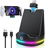Base de carga magnética para PlayStation Portal Remote Player, negro carbón | Estación de carga compatible con fundas para accesorios PS5 Portal, 12 modos de luz RGB 2