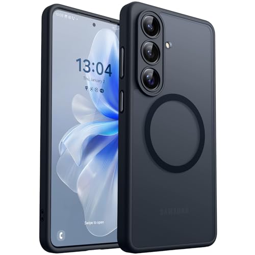 Image of CANSHN Designed for Samsung Galaxy S26 Case (6.3 inch), Upgraded [Full Camera Protection] [Compatible with Magsafe] [Translucent Matte] Shockproof Protective Phone Cover, Black