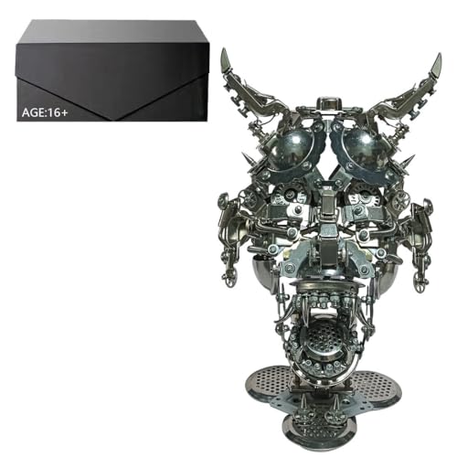 3D Metal Puzzle Japanese Demon Mask Model Kit, 950PCS DIY Assemble Steampunk Mechanical Hannya-Mask with LED Red Eyes, Creative Handcrafted Metal Art Craft Desktop Display & Decoration for Adults