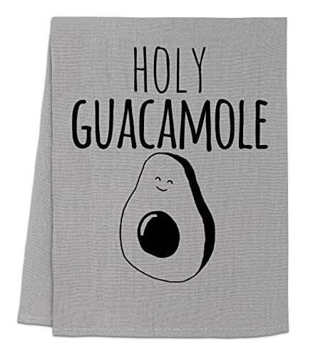 Moonlight Makers, Holy Guacamole, Flour Sack Kitchen Towel, Sweet Housewarming Gift, Funny Dish Towel, Farmhouse Kitchen Décor, (Gray) #TOP11