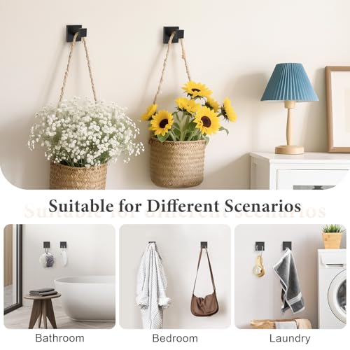 Image of TURS 5-Piece Bathroom Hardware Set Square Towel Bar Toilet Paper Holder Hand Towel Holder and 2 Towel Hooks, Matt Black SUS 304 Stainless Steel Wall Mounted, Q7BK-P5