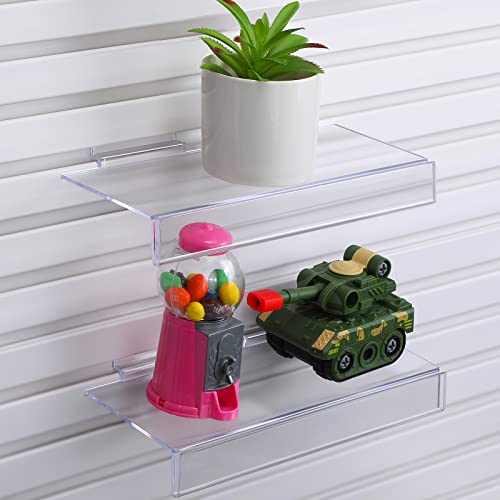Fumete 10 Pack Slatwall Shelves Clear Acrylic Slatwall Accessories 4 X 10 Inch Slatwall Shelves Hanging For Store Bedroom Office Gaming Room Retail Display Or Home Use With Sign Holder (16 Pack) #TOP1