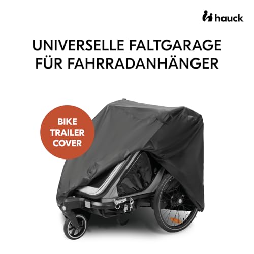 hauck Universal Faltgarage für Fahrradanhänger, Schwarz - 95 x 105 x 109 cm - Kompatibel mit Dryk Duo, Dryk Duo Plus, Bike N Walk Duo - mit Tasche, Sturmriemen, Öffnung für Fahrradschloss, Kordelzug