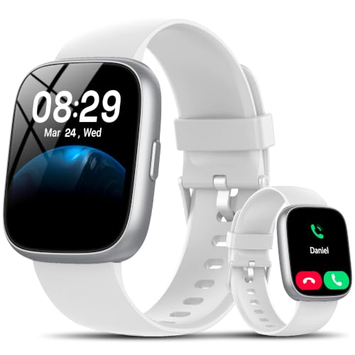 Image of Smart Watch with Alexa Built-in, 1.83 inch HD Touchscreen Fitness Tracker with Bluetooth Call, Fitness Watch with Heart Rate /Sleep Monitor /120+ Sports, IP68 Waterproof Smartwatch for Android iOS, Ivory