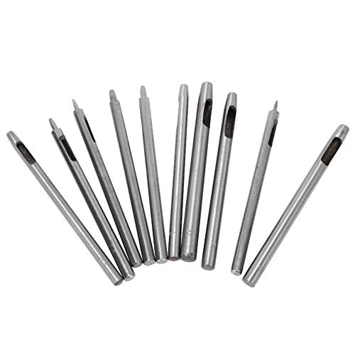 Respicefinem 10pcs DIY 0.5 5mm Leather Round Hollow Drilling Punching Tools Belt Punches High Carbon Steel Material with Various Specifications for Leather Crafting