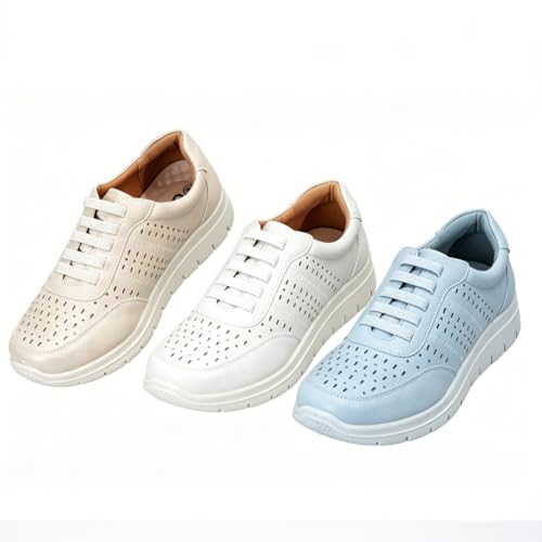 CLEIKS Freizeitschuhe Damen Bootsschuhe Damen Leicht Pflegeleicht für Outdoor Spaziergang Wandern (Beige, 39 EU, WCL260333-7)