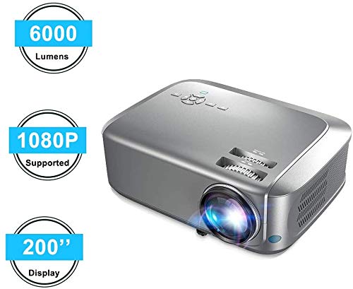 Mooseng Multifunction Projector Native 1080P Projector Full HD 4K, with 6000 Lux 200'