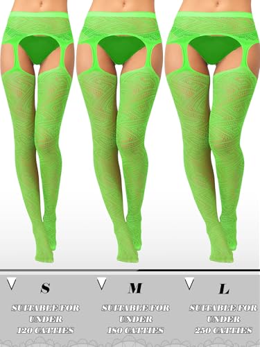 Geyoga 6 Pairs Women Fishnet Thigh High Stockings Suspender Pantyhose Lingerie Garter Belts Tights for Women Girls3