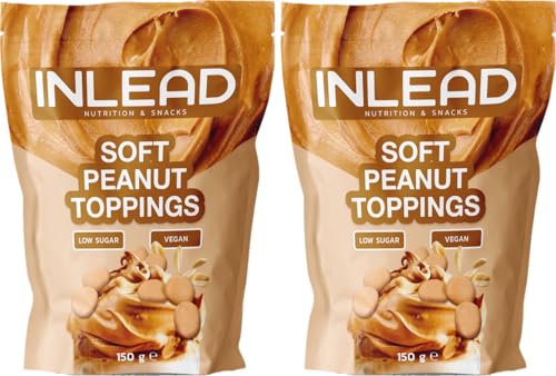 INLEAD - Soft Peanut Toppings | Zarte Zuckerarme Erdnuss-Drops für Desserts, Joghurt, als Topping und zum Backen - 2x 150g