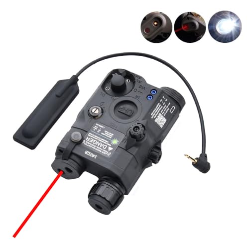 Plastic PEQ15 Box Aiming Laser Sight(with Red Laser+IR Fill Light+Strobe/Momentary/Constant White LED Flashlight), & Modular Wire Control Pressure Switch Combo,for 20mm Rail, Black