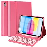 MMK iPad A16 Case with Keyboard (A16, 2025), iPad 10th Generation Case with Keyboard (10.9', 2022), 7-Color Backlight, Wireless Detachable Bluetooth Keyboard, Pencil Holder-Watermelon