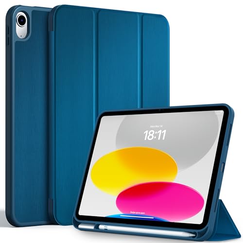 Custodia Cover Compatibile con iPad 11a Generazione A16 11 2025 iPad 10a 10.9 2022 Ultra Sottile Retro con Portapenne Blu Pavone