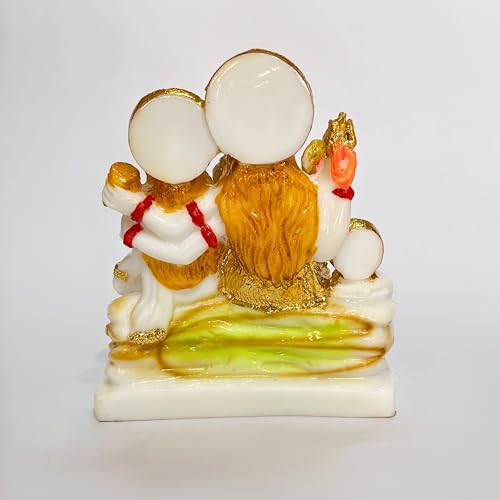 Image of Gold Plated Shiv Parivar Murti Marble Dust Statue for Home Mandir Pooja Room Office Gift | Shiv Parvati Ganesh Family Idol Statue Standard Size- Multicolor (5.5 Inch (14cm))