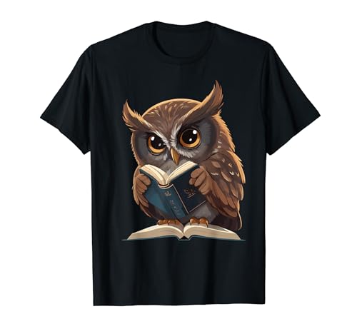 Hibou mignon lit un livre, lisant hibou aigle T-Shirt