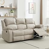 GNMLP2020 Reclining Loveseat Sofa Leather Recliner Sofa 3 Seater Couch for Living Room, Home Theater Seating(3 Seat,Beige)