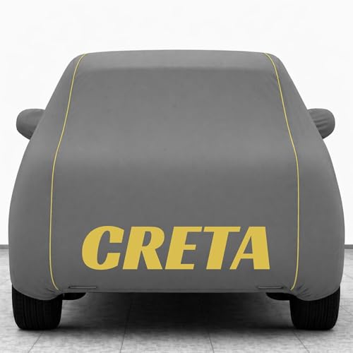 Image of Kings of Cover New Grey 100% Waterproof Creta Car Cover | Polyester Car Body Cover for Rain & Sun | UV Protection, Dustproof, Scratch Resistant, Windproof, Heat Resistant, Custom Fit