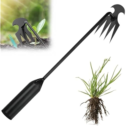 Weed Puller Tool Garden Weed Pulling Tool,Portable Garden Weeding Tool,4 Teeth Manganese Steel Forged Hand Weeder for Vegetable Gardening Backyard Farm Planting & Weeding,Ideal for Gardening
