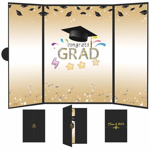 DUGUTUL Class of 2025 Graduation Party Supplies Guest Book, Personalized Keepsake Gift Ideas for High School and College Mementos, Keepsake with Enhanced Thick Paper (Gold)