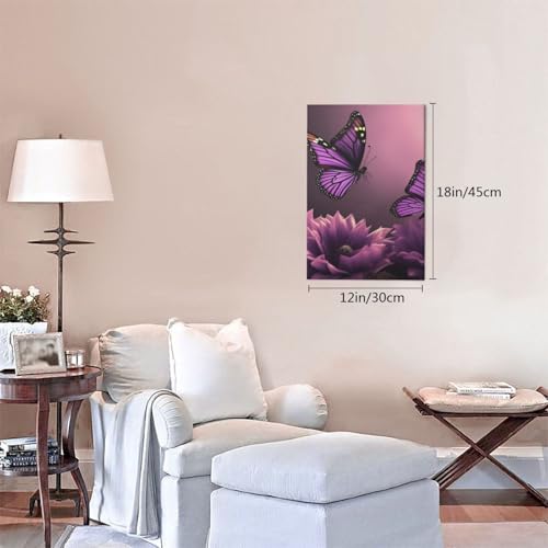 Impression sur toile 3D fleurs violettes poster mural décoration salon 30x45cm - 4