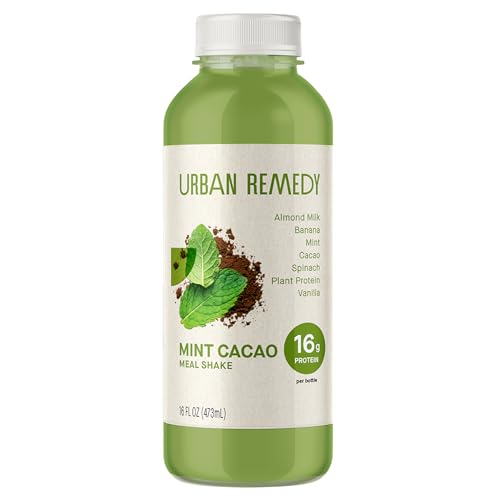 Urban Remedy Mint Cacao Meal Shake 16 fl oz, with Almond Milk, Banana, Spinach, Mint & Cacao, Dairy-Free Meal Replacement Shake, Non-GMO, Gluten-Free, Ready-to-Drink