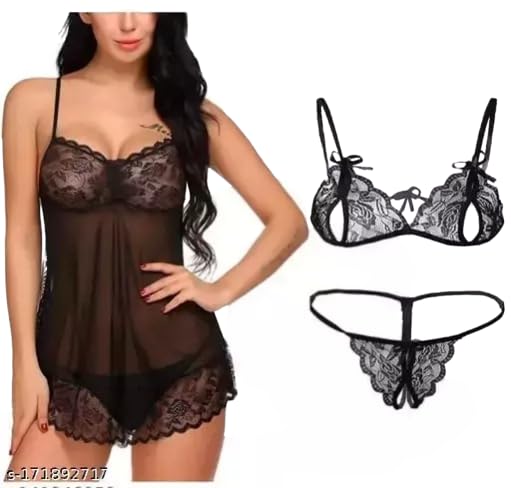 skmodel stylish SK Collection Dreamish Solid Babydoll 4 inchi Black /77-picture-19