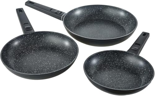 Set de 3 poêles effet pierre noir Royal Swiss robustes et compatibles induction - 7