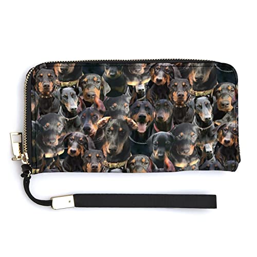 Doberman Pinscher Dog Printed Wallet for Women Men, Leather Long Wallet, Funny Clutch Bag Coin Purse Card Holder, Gift for Doberman Pinscher Lover/Dog Mom/Owner