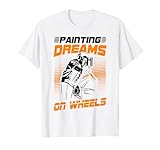 Motif peintre de voiture avec citation amusante : « Painting Dreams on Wheels ».