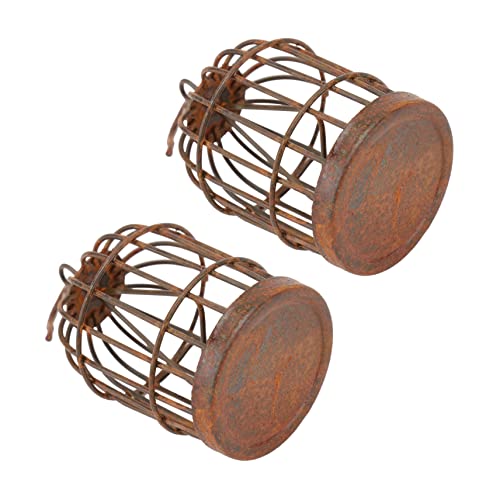 HIAKDOFT 2pezzi Gabbietta Per Uccelli Stile Vintage Decorazione Per e Paesaggi Ciondolo Rustico Per Addobbi Di Casa e Giardino Marrone