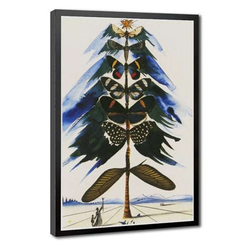 Toile Salvador Dali papillon arbre de Noël cadre suspendu déco salon bureau