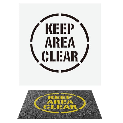 Fuyoooo 1 Pack Keep Area Clear Reusable Stencil 24 x 24 Inch Keep Area Clear Sign Stencil Easy to Wash for Business Work Place Warehouses, Industrial Parks, Construction Sites