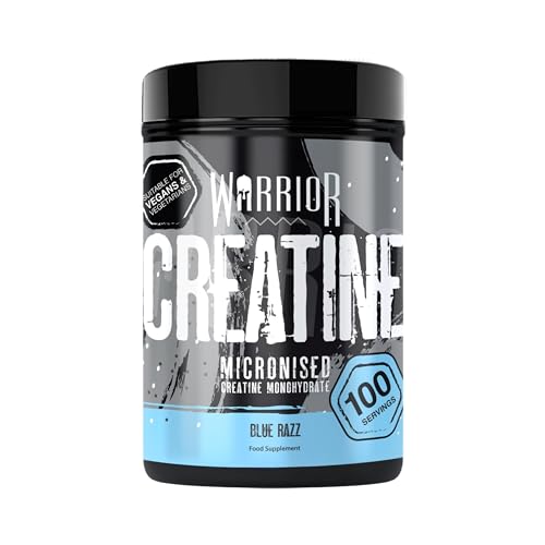 Warrior Creatin Monohydrat Pulver 500 g (100 Portionen) – Reines mikronisiertes Kreatin Monohydrat Pulver, Pre Workout Supplements für Muskelaufbau, Kraft und Erholung, vegan – Blaue Himbeere