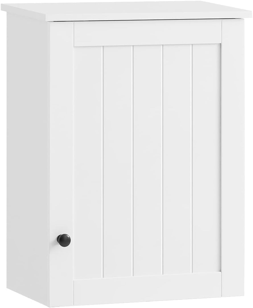SoBuy Bathroom Cabinet Wall Cabinet Kitchen Wall Mounted Storage Cupboard with Single Door Small Cabinet Corner White Cabinetsخزانة حمام for Bathroom,Laundry Room,Kitchen,40x23x52cm,BZR19-W