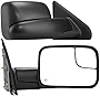 AUTOSAVER88 Towing Mirrors Compatible with 2002-2008 Dodge Ram 1500, 2003-2009 Dodge Ram 2500 3500 Power Heated Dual Lenses Flip-Up Side Mirror Manual Folding Driver Passenger Set Black