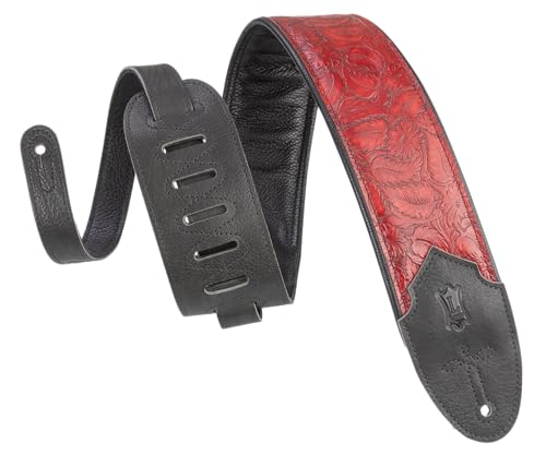 Levy's Leathers Sundance Series 3" Wide Embossed Leather Guitar Strap – Premium Geranium Merlot Western Design, Wide & Comfortable Support (M4WP-003)