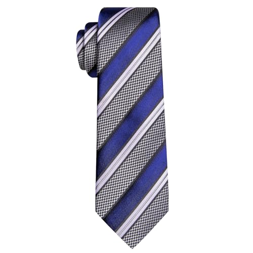 Image of Barry.Wang Mens Tie Set Plaid Check Neckties Formal Business Wedding Luxury Pocket Square Cufflinks