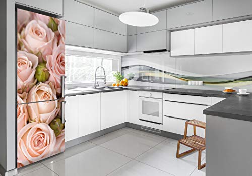 Oculte imperfecciones de la nevera con este vinilo de rosas de 70x190 cm 3