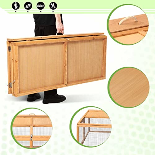Magshion Wooden Chicken Coop Rabbit Hutch, Pet Cage Wood Small Animal Poultry Cage Run With Openable Roof And Side Door, Backyard Foldable Pet House Chicken Nesting Box 45.7 Inch (Natural) #TOP3
