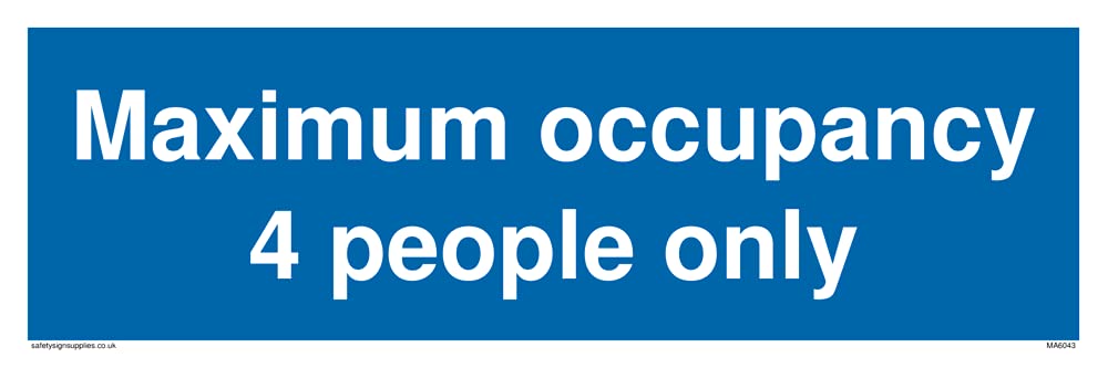 Pack of five - Maximum occupancy 4 people only Sign - 300x100mm - L31