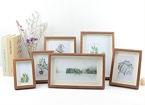 Ommda Cadre Photo en Plexiglas en Bois MDF, Cadre Photo Autoportants et Muraux, Cadre de Certificat pour Accrocher le Paysage de Portrait, Noyer, 10x10cm / 4"x4" Cover