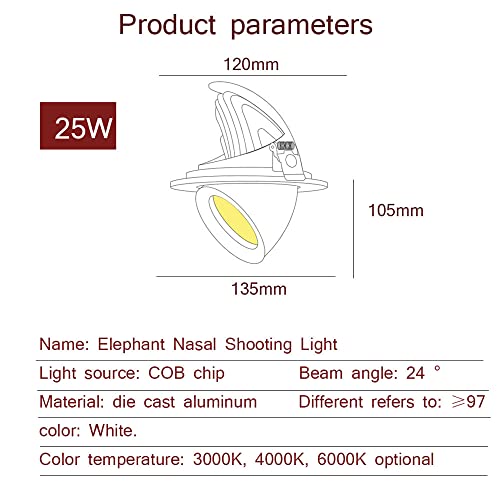 Yxbhlcy Angular Adjustable Recessed Spotlight, 9W,15W,25W,36W Led Retrofit Kit Recessed Spot Light 3000K-6000K Selectable For Shop Office #TOP1