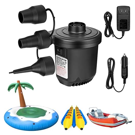 Air Pump for Inflatables, Portable Quick-Fill Electric Air Mattress Pump with 3 Nozzles, Inflator & Deflator Pumps for Outdoor Camping, Pool Floats, Inflatables Couch, Swimming Ring, 12V DC/110V AC
