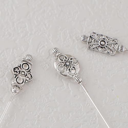 Image of Alilang 3Pcs Vintage Style Classic Long Handle Hat and Lapel Pins with Flexible Bendable Design on Hats, Scarves, and Suits