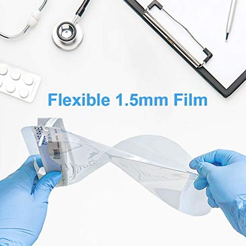 Splash Barrier Face Shield, Flexible Ultra Light All-Round Protection, Disposable Clear Transparent Film, Spitting, Anti-Fog, with Adjustable Cinch-strip Plastic Tie. (Not Intended for Impacts) (2)
