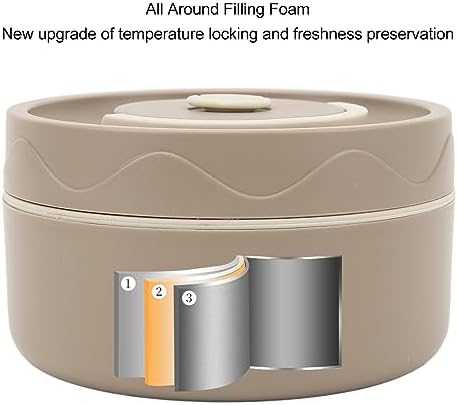 Miniatura 8 de TOPINCN Contenedor de almuerzo caliente de 14.9 fl oz, recipiente térmico de acero inoxidable, olla de cocción térmica portátil, caja de doble capa,