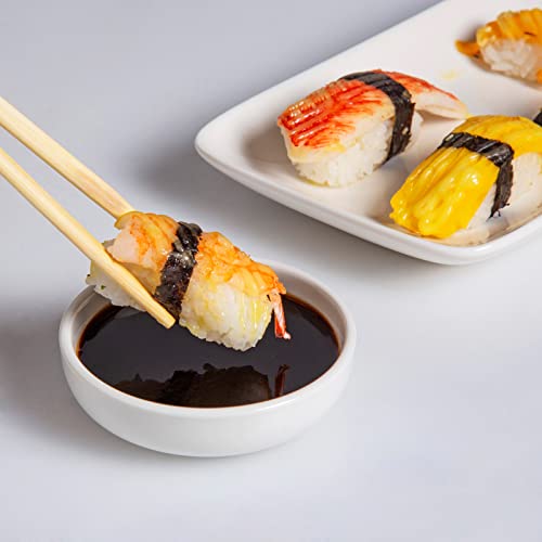 Auanlay Ceramic Dipping Bowls Set of 6, Soy Sauce Dish, 3 Oz Dip Bowls, Mini Pinch Bowls, Sauce Cups, Small Serving Bowls for Side Dishes, Condiment, Sushi, Appetizer, Seasoning, White - Thumbnail 2