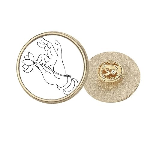 Broche ronde lotus en métal doré M pour sublimer un manteau d'hiver ou une veste de bureau