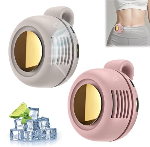 HOIDOKLY 2026 Nuevo Mini Ventilador Silencioso Portátil sin Aspas con Clip, Mini Ventilador Eléctrico Silencioso Portátil sin Aspas, Adecuado para Exteriores, Viajes y Oficina (Blanco+Rosa)